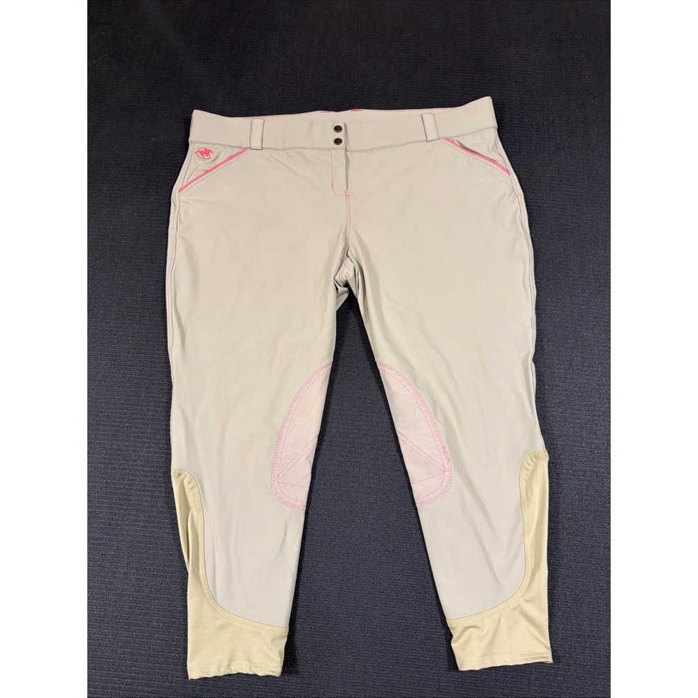 NWOT PIPER Evolution By Smartpak Gray Pink Breeches Full‎ Seat 48R
